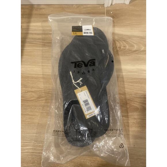 Teva Women's Mush II Flip-Flop Size 12 Fronds Black Thong Slide Sandal #4198 - Picture 1 of 8